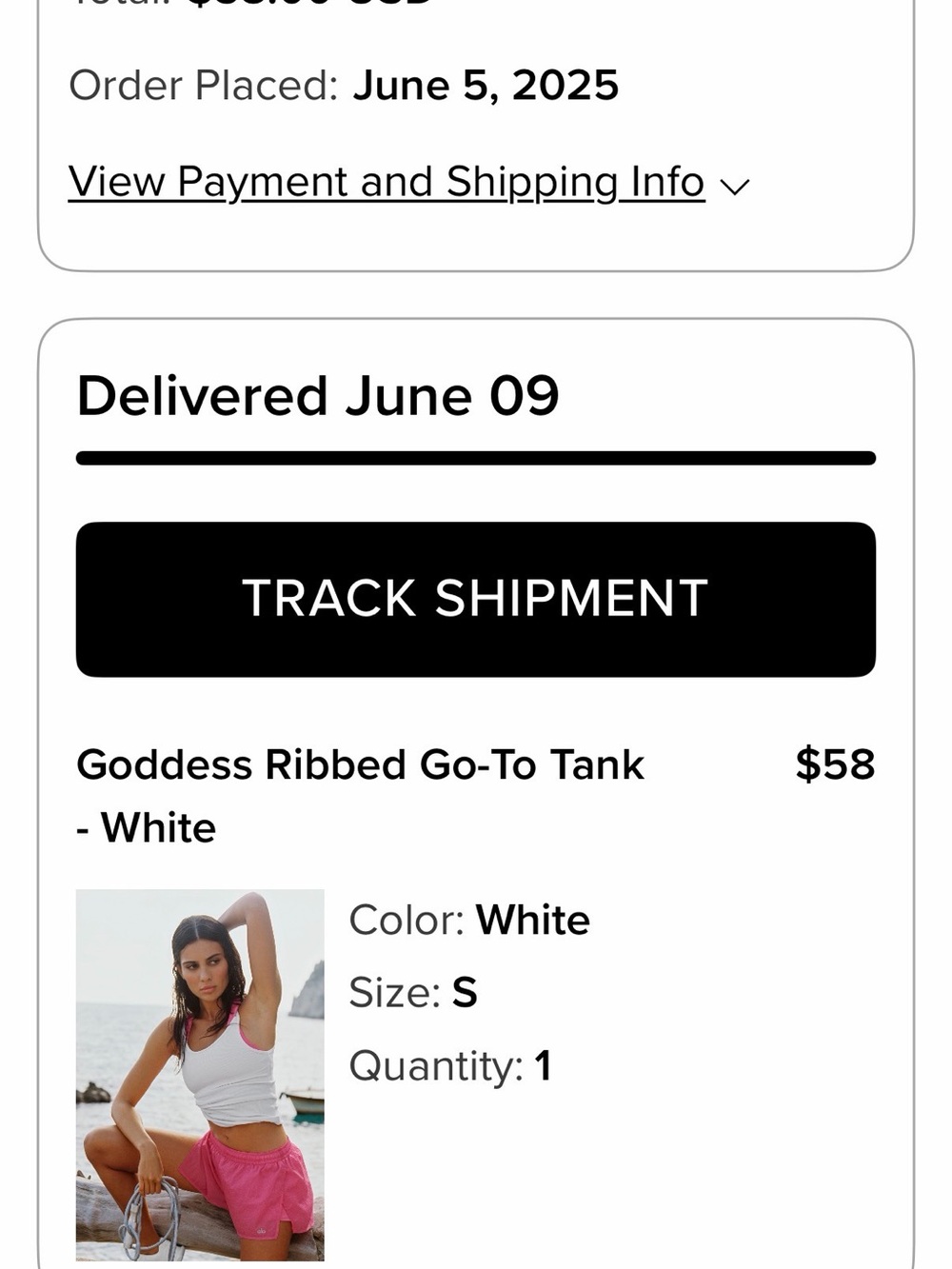 ALO Yoga Goddess Go-To White Ribbed Tank Top size Small - Picture 2 of 4